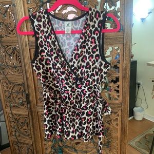 Pink & Brown Leopard Tank Top by Wrapper Size Medium.